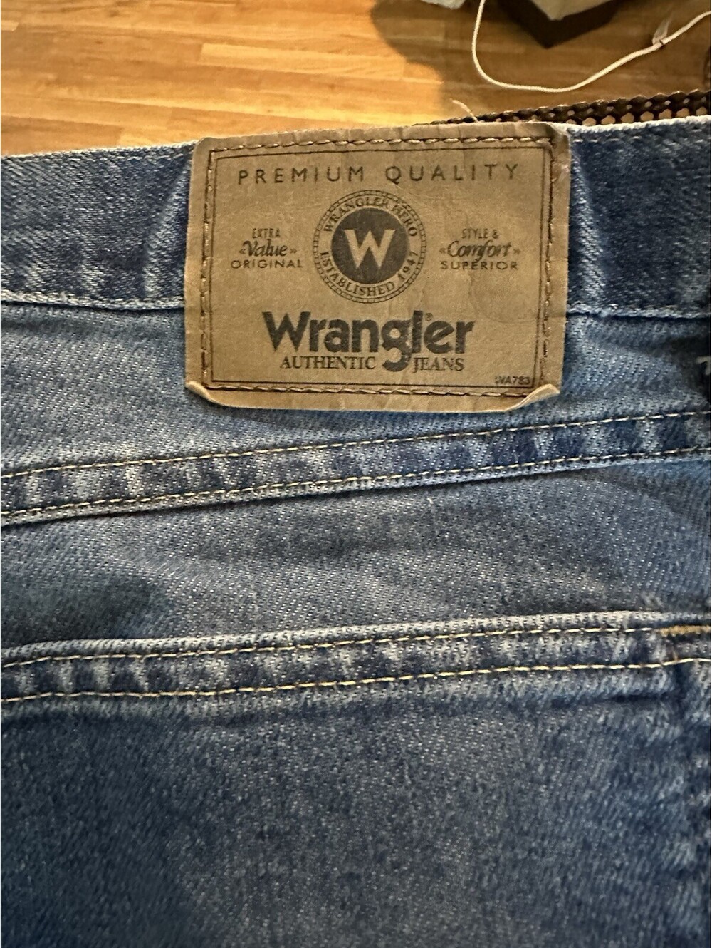 Wrangler Mens 50x30 Jeans Blue Denim Regular Fit Straight Workwear
